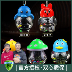 黑蜗牛手提小鱼缸透明乌龟盒塑料鱼瓶龟瓶宠物盒水母杯儿童摆摊