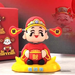 摇头财神爷汽车摆件小可爱新款车载卡通招财车内装饰品手办小财神