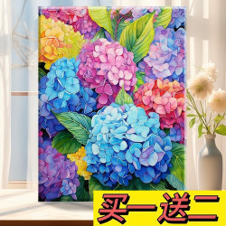 （买一送二-两幅画一画架）数字油画diy填色涂色礼物油彩手绘装饰画