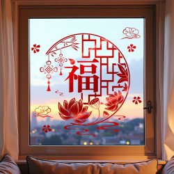 高档2026新年贴纸装饰马年场景布置春节静电玻璃贴画福字窗花窗贴