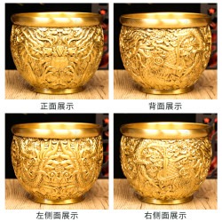 全黄铜龙纹缸生意兴隆缸摆件家居摆件