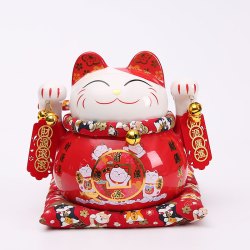 尚庄 招财猫 9寸对联财源滚滚存钱罐21*22cm中式陶瓷高档