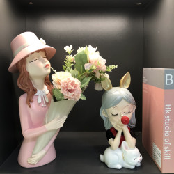宏赫 伊丽莎白捧花女孩+在逃公主套装少女心唯美梦幻家居装摆件