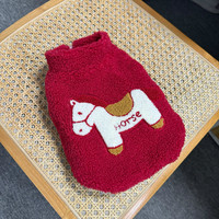 五只小白熊原创宠物衣服秋冬新款小马新年红马甲狗狗猫咪加绒外套