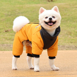 狗狗衣服秋冬防脏小型犬四脚衣马甲小狗金毛拉布拉多棉袄比熊四脚
