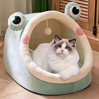 青蛙猫窝半封闭式加厚柔软狗窝泰迪小型犬宠物窝四季通用工厂直销