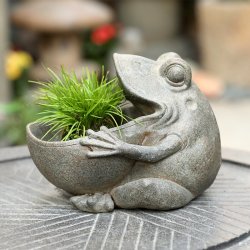水磨坊 大嘴蛙花器禅意装饰摆件
