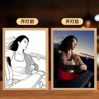 线稿图定制灯光画元旦春节过年情侣桌面摆件女生日礼物
