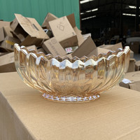 简约高级金色元宝果盘水晶玻璃水果盘家用客厅茶几零食盘果盘摆盘