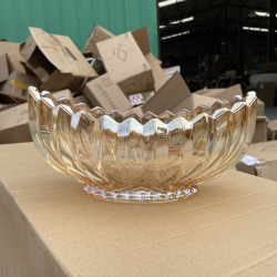 简约高级金色元宝果盘水晶玻璃水果盘家用客厅茶几零食盘果盘摆盘