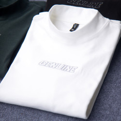 打底衫新款长袖T恤半高领打底衫休闲夏季圆领T恤男款白色t恤男