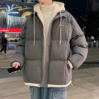 男女同款假两件连帽棉衣大码外套冬2026新款加厚潮流宽松棉袄棉服