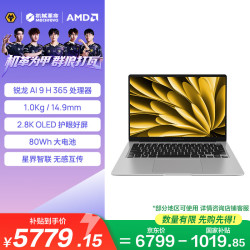 机械革命 星耀14 锐龙AI9版 14英寸 游戏本 银色（锐龙AI 9H 365、集成显卡、32GB、1TB、2880*1800、OLED、120Hz）