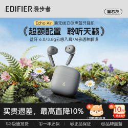 漫步者 降噪 无线蓝牙耳机  有线充电 墨岩灰 Type-C