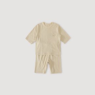 巴厘小猪 儿童睡衣夏季短袖男女童两件套薄款婴儿衣服宝宝家居服 薄雾黄 73