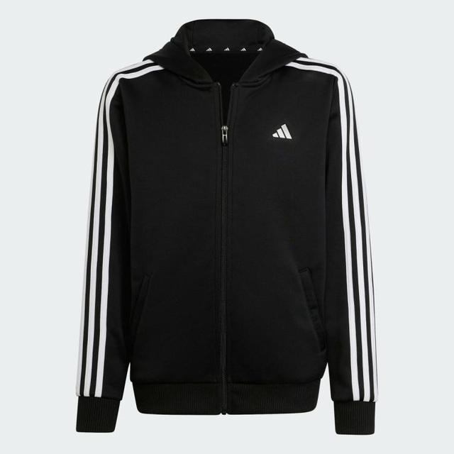 adidas 连帽舒适条纹时尚男大童运动夹克休闲外套