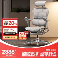 Ergonor 金豪E 2代 人体工学电脑椅 银白色 Q4.0版