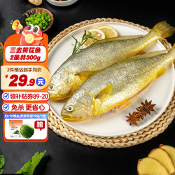 三都港 宁波三去黄花鱼 2条共300g（赠盐渍海带苗190g*1包）