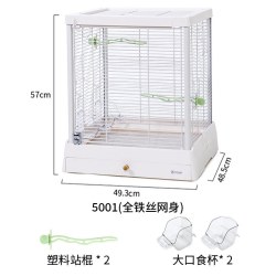 达洋 鹦鹉鸟笼子B5001SS全景玻璃304不锈钢家养鸟别墅和尚玄凤虎皮