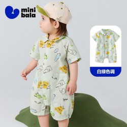迷你巴拉 [纯棉]迷你巴拉巴拉婴儿连体衣萌趣工装宝宝衣服透气柔软26新品
