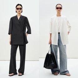 LESS 春夏环保莱赛尔西服女薄款通勤百搭七分袖西装外套2P4710330
