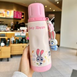 亲琴 迪斯尼疯狂动物城保温杯316不锈钢水杯女学生儿童带吸管三饮杯子