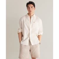 Abercrombie & Fitch 125-6082 美式复古条纹泡泡纱衬衫 淡黄条纹 L