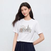 Five Plus 夏季美式复古纯棉圆领打底衫通勤显瘦凉感t恤女短袖
