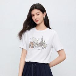 Five Plus 夏季美式复古纯棉圆领打底衫通勤显瘦凉感t恤女短袖