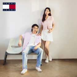 TOMMY HILFIGER Tommy春夏男装休闲海边度假风细条纹短袖衬衫外套
