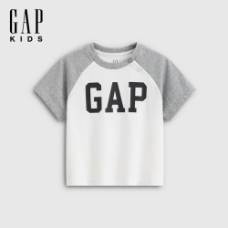 Gap 男女幼童早秋纯棉logo印花插肩袖短袖T恤