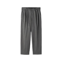 無印良品 MUJI 男式丝光斜纹抽褶宽版裤 中灰色 79/下裆74cm(175/78A) 休闲裤