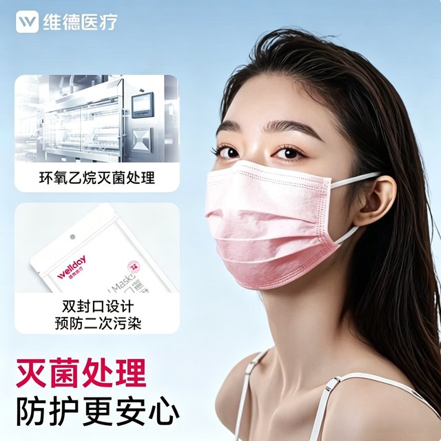 维德 医用外科口罩 3层防护 灭菌级成人外科防病毒雾霾口罩  5袋*10只/袋