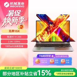 机械革命 无界15X（ R7 H 255 16G 1T 100%sRGB 120HZ 灰)办公笔记本电脑轻薄游戏本