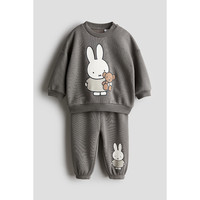 H&M HM童装男婴女婴套装2件式秋季长袖印花卫衣长裤1247736