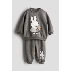 H&M HM童装男婴女婴套装2件式秋季长袖印花卫衣长裤1247736