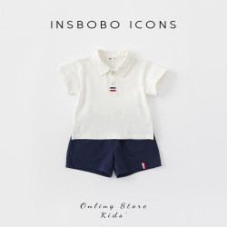 insbobo 男童夏装套装儿童运动套装2024夏季帅气男童装洋气女童Polo装