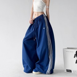 木昱子 街头街舞休闲裤女2026夏季新款撞色阔腿裤女士高级感宽松百搭女裤