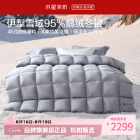 水星家纺 A类抑菌阻螨95%鹅绒冬被芯防钻绒秋冬羽绒被子 寒域静暖抗菌鹅绒冬被150cm×210cm