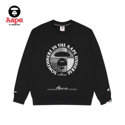 Aape 旗舰店男装秋冬猿颜字母印花彩色拼接圆领卫衣3883XXJ