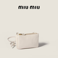 MIU MIU 缪缪女士牛皮革迷你斜挎手提包 粉笔白