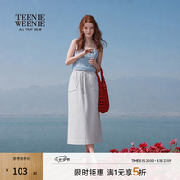 TEENIE WEENIE 小熊女装简约时尚夏季休闲中长款卫裙抽绳设计感女 中灰色 S