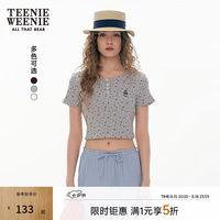 TEENIE WEENIE 小熊女装T恤夏季活力清新田园碎花圆领短袖 中灰色 S