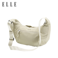 ELLE 斜挎包牛角包时尚包包女单肩包  驼色