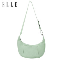 ELLE 斜挎包牛角包时尚包包女单肩包  漫豆绿