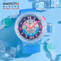swatch 瑞士手表 NEON系列 七夕情人节礼物 潮流潮流石英腕表 霓虹冰川