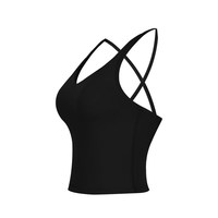 ARIA LEISURE 运动背心带胸垫女普拉提瑜伽服上衣吊带背心健身美背运动内衣 黑色 L