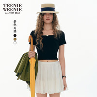 TEENIE WEENIE 小熊女装圆领T恤夏季新款简约优雅知性方领短袖