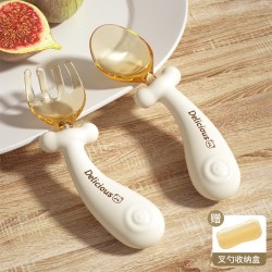 babycoupe 宝宝勺子学吃饭训练硅胶勺新生婴儿自主进食儿童餐具套装辅食勺子
