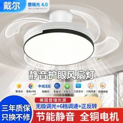 戴尔 隐形风扇灯护眼灯静音变频一体客厅餐厅家用大风力电扇吊扇灯